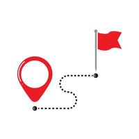 Journey path line icon route. Road flag point simple marker location vector