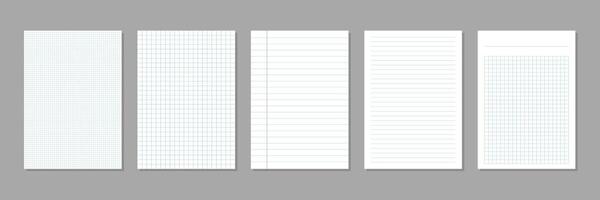 Paper page in flat style. Sheet with lines and grid illustration on isolated background. Blank document sign business concept. vector