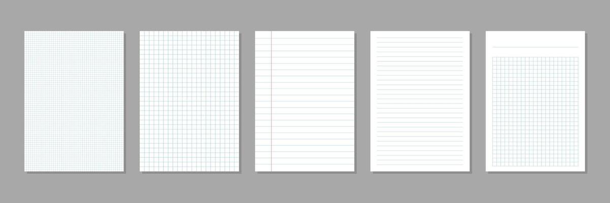 Paper page in flat style. Sheet with lines and grid illustration on isolated background. Blank document sign business concept.