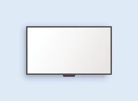 Thin frame monitor mock up icon in flat style. TV display illustration on isolated background. Electronic gadget sign business concept. vector