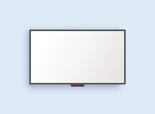 Thin frame monitor mock up icon in flat style. TV display illustration on isolated background. Electronic gadget sign business concept.