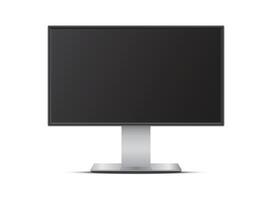 Thin frame monitor mock up icon in flat style. Computer display illustration on isolated background. Electronic gadget sign business concept. vector