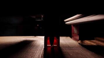 The process of laser wood cutting. A laser machine precisely carves lines on the surface, creating detailed and accurate designs. Perfect for themes of high-tech and manufacturing video