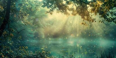 the rousing of nature with the initial sunbeams, breathing life into the world at the break of day photo