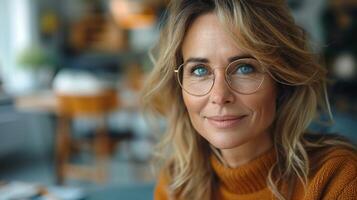 Two business executives discussing financial legal papers in office at meeting. Smiling female lawyer adviser consulting mid aged client at meeting. Mature colleagues doing project paperwork overview photo