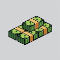 Pixel art illustration Pack of Money. Pixelated Pile of Money. Pack Pile of Money pixelated for the pixel art game and icon for website and game. old school retro. vector