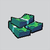 Pixel art illustration Pack of Money. Pixelated Pile of Money. Pack Pile of Money pixelated for the pixel art game and icon for website and game. old school retro. vector