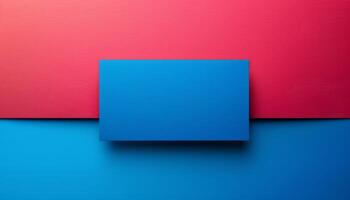 A blue card is on a red background photo