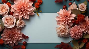 A white sign with a pink border and flowers on it photo