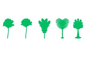 A set of silhouettes of different types of trees vector
