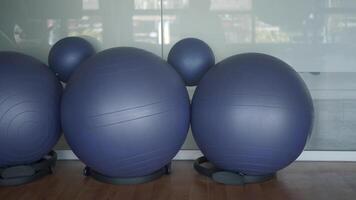 A diverse collection of Exercise Balls positioned within a stylish Modern Fitness Space video