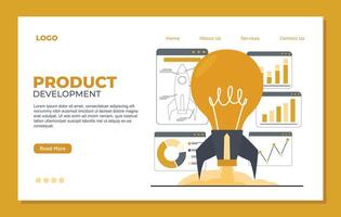 product development landing page template Modern flat design illustration concept of business start up. Landing page template. vector