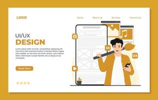 Mobile ui-ux Landing page template Flat design concept web page template for ui design. illustration vector