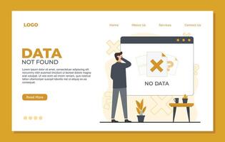 Data Not Found landing page template of no data. Modern flat style illustration for website vector