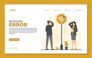 Network Error 404 concept for landing page template landing page design template of network error. Flat style illustration. vector