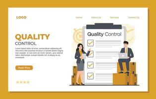 Quality control landing page template Quality control concept. Flat illustration of quality control concept for web design vector