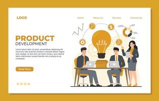product development landing page template Modern flat design illustration concept of business start up. Landing page template. vector