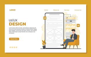 Mobile ui-ux Landing page template Flat design website landing page template of ui design. illustration vector