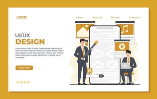 Mobile ui-ux Landing page template Landing page template ui ux design. Flat illustration. vector