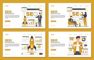 Set of landing page design templates for seo optimization. Modern flat style illustration. vector