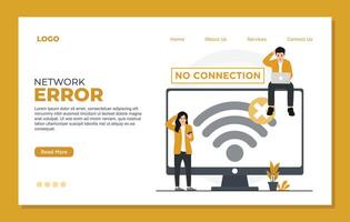 Network Error 404 concept for landing page template. Network connection. Modern flat illustration. vector