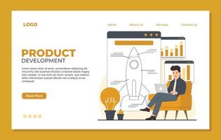 product development landing page template of project development. illustration vector