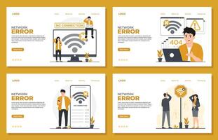 Network Error 404 concept for landing page template set of modern flat design concept of online security and privacy. vector