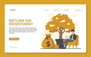 Return on investment Landing page template web banner Flat design illustration concept of return on investment. Landing page template. vector