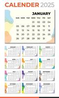 12-Month Calendar for 2025. Horizontal Calendar vector