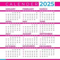 Calendar for 2025 isolated on a white background vector