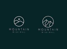Circle line art mountain logo. Simple and luxury mountain logo design vector
