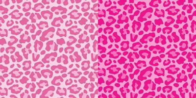 Abstract pink leopard seamless pattern set. Animal skin camouflage background design. Bright illustration. vector