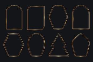 Gold elegant frames set. Golden thin geometric borders in an art deco style for invitations, cards, posters vector