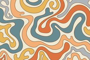 Groovy retro waves background. Hippie vintage vibes wavy swirl background in 60s, 70s style vector