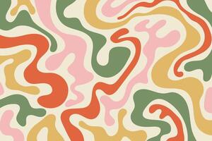 Groovy retro waves background. Hippie vintage vibes wavy swirl background in 60s, 70s style vector