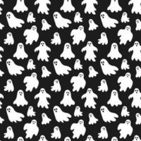 Cute black and white Halloween ghosts seamless pattern. Spooky halloween ghost surface print for invitations, wrapping paper vector