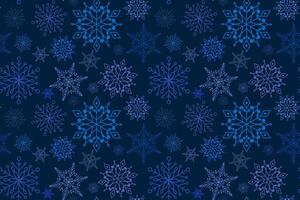 Blue elegant snowflakes seamless pattern on dark blue background. Monochrome festive snowflakes pattern for textile, wrapping paper, business background vector