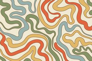 Groovy retro waves background. Hippie vintage vibes wavy swirl background in 60s, 70s style vector