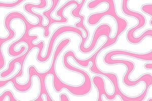 Abstract pink waves trendy background in 60s, 70s retro style. Modern wavy fluid organic shapes backdrop vector