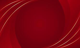 Abstract red luxury background with gold lines. Elegant curve modern wallpaper vector