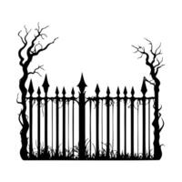 Scary creepy Halloween fence, graveyard fencing. Element of scary decor. Isolated on a white background. vector
