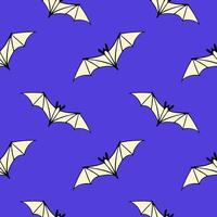 Purple pattern with Halloween bats white, doodle hand drawn. vector