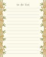 To do list blank lined, lined yellow background with an ornament of bamboo border. Planner, reminders. vector