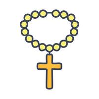 A rosary wrapping around a beautifully designed floral cross, with roses or lilies adorning the beads and the cross. vector