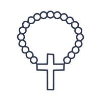 A rosary wrapping around a beautifully designed floral cross, with roses or lilies adorning the beads and the cross. vector