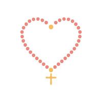 A rosary forming a heart shape with the crucifix at the center bottom, radiating warmth and faith vector