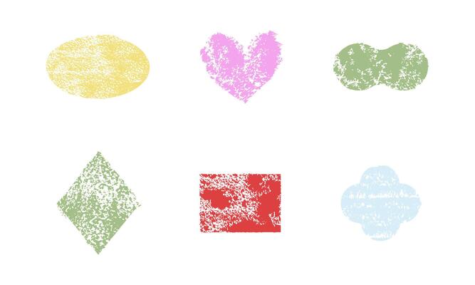 Crayon frame simple border, chalk pastel drawing. Cute geometric shpes, headline, textured title. Doodle childish elements.