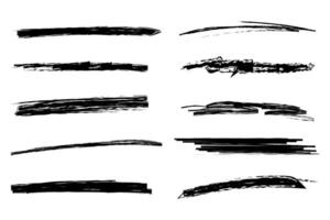 Chalk lines and squiggles, hand drawn doodle underlines thick line border, swoosh. Txtured sketchy crayon brush scribbles or wavy strokes vector