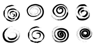 Spiral abstract circle, swirl brush stroke hypnosis psychedelic shape, geometric textured form. Concetric grunge irregular free hand doodle meander. vector