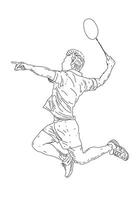 Sketch badminton single player illustration for background design. vector